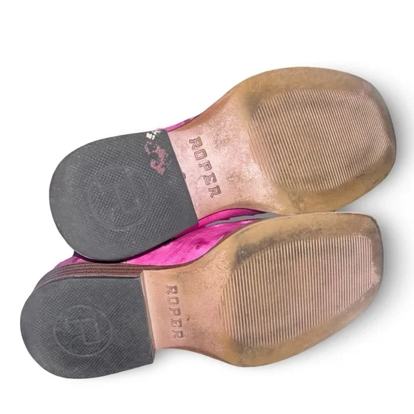 Roper Girls Bumps Faux Ostrich Square Toe Cowboy Mid Calf Boots Size 10 - Picture 5 of 6